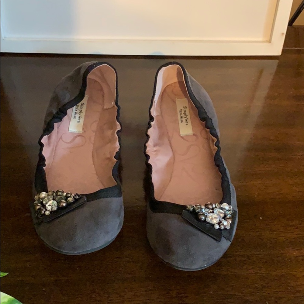 Gray embellished flats